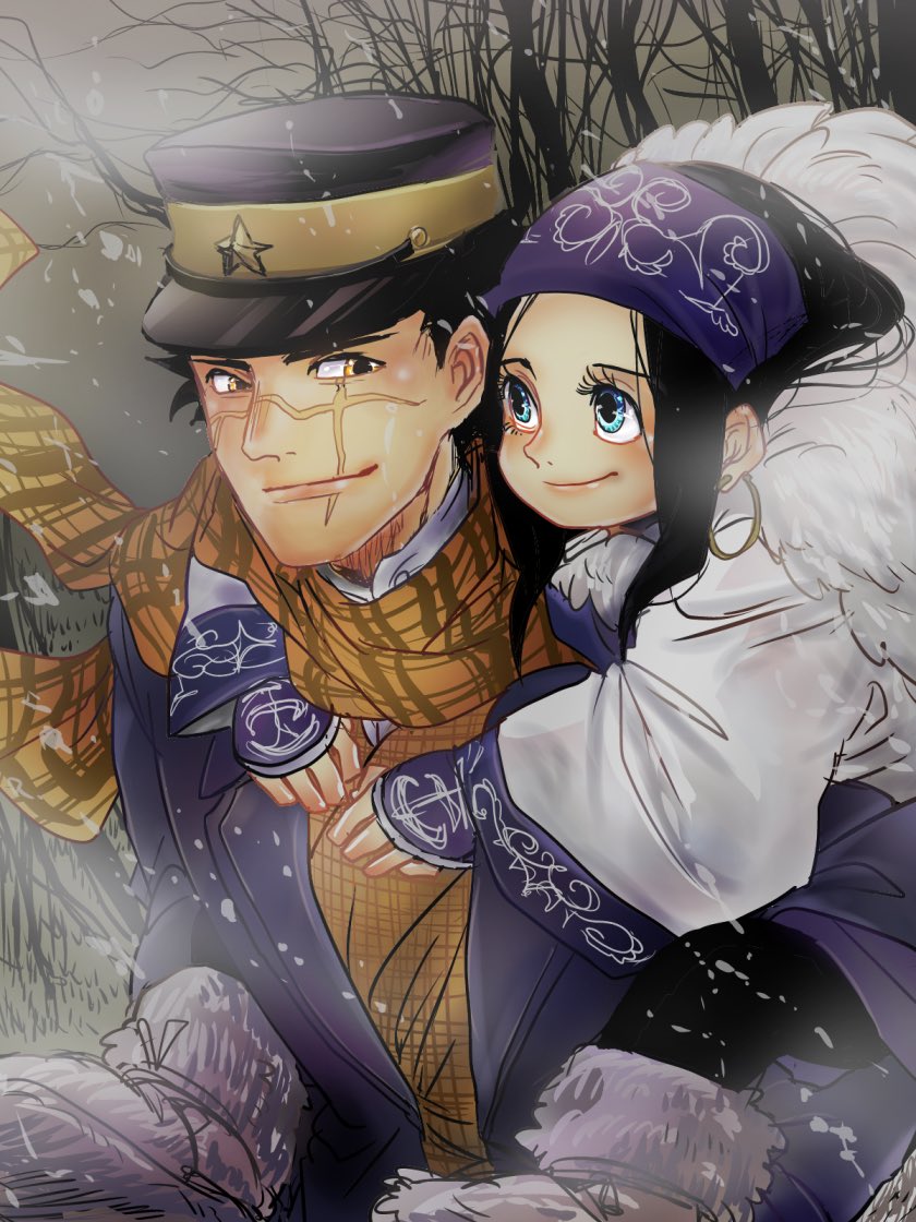 sugimoto saichi and asirpa (golden kamuy) drawn by labell_xx