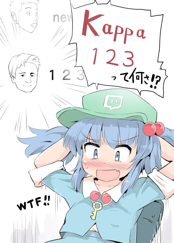 kawashiro nitori, gootecks, and kappa (touhou and 1 more) drawn by puuakachan
