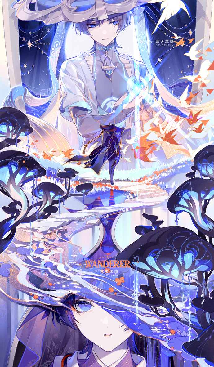 scaramouche and wanderer (genshin impact) drawn by kickylian