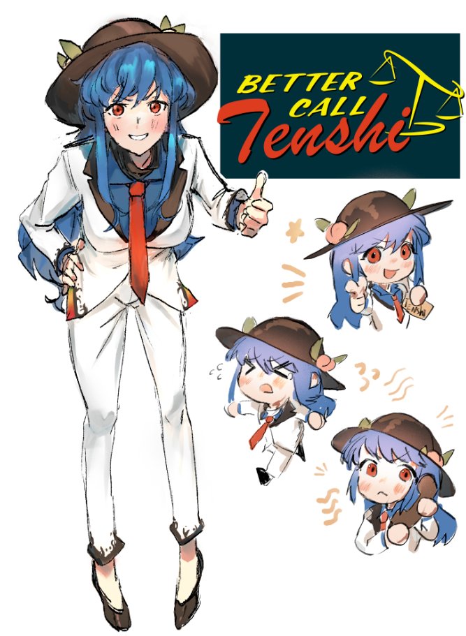 hinanawi tenshi and saul goodman (touhou and 2 more) drawn by sparkle71059204