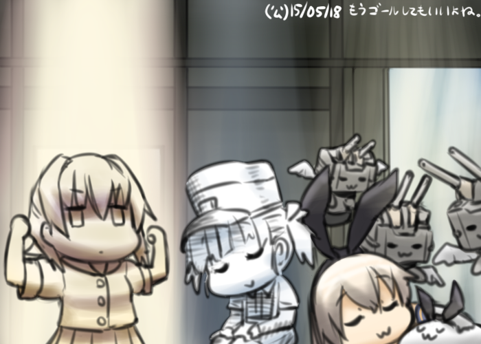 shimakaze, rensouhou-chan, ooshio, kinu, and teruyof (kantai collection and 1 more) drawn by hamu_koutarou
