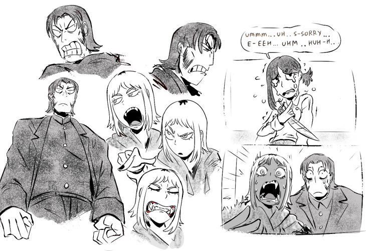 higashiyama kobeni, katana man, and sawatari akane (chainsaw man) drawn by pariambod1