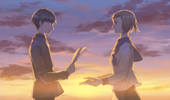 kageyama shigeo and fukami emi (mob psycho 100) drawn by hiko_(scape)