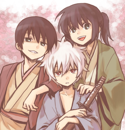 sakata gintoki, takasugi shinsuke, and katsura kotarou (gintama) drawn by ayao77