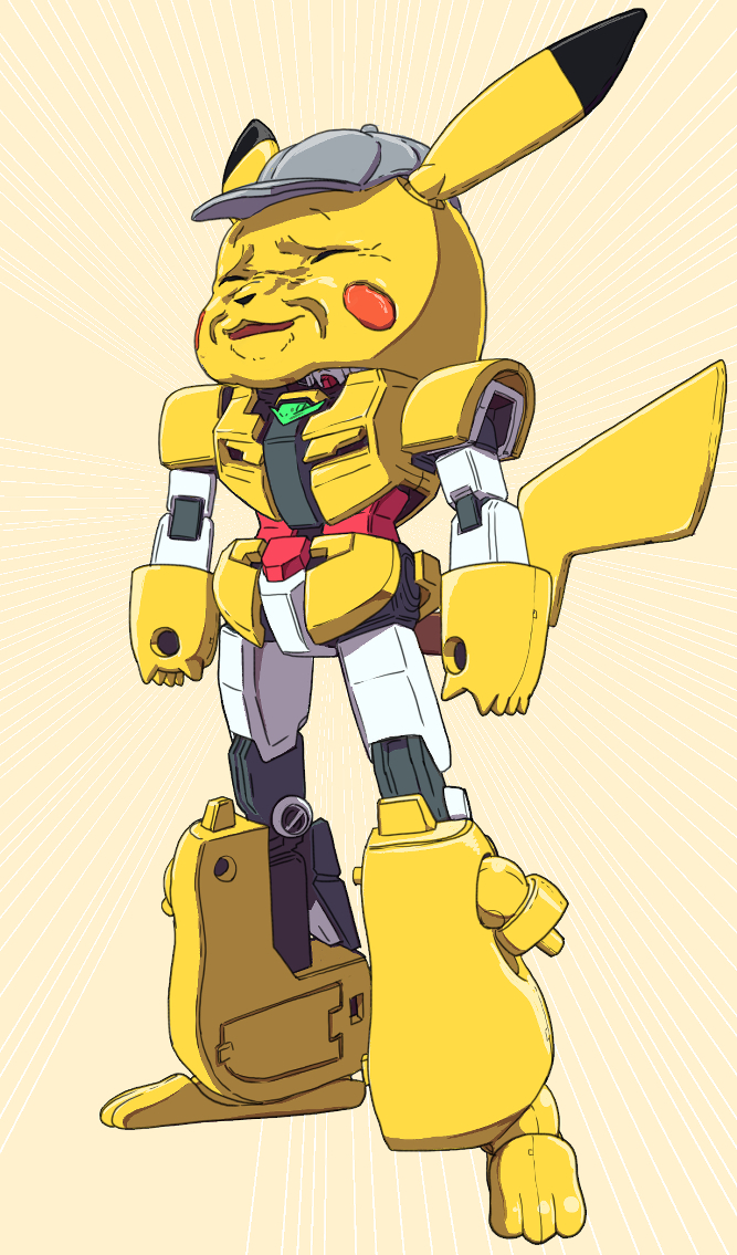 pikachu, detective pikachu, and core gundam (pokemon and 4 more) drawn by niiyan