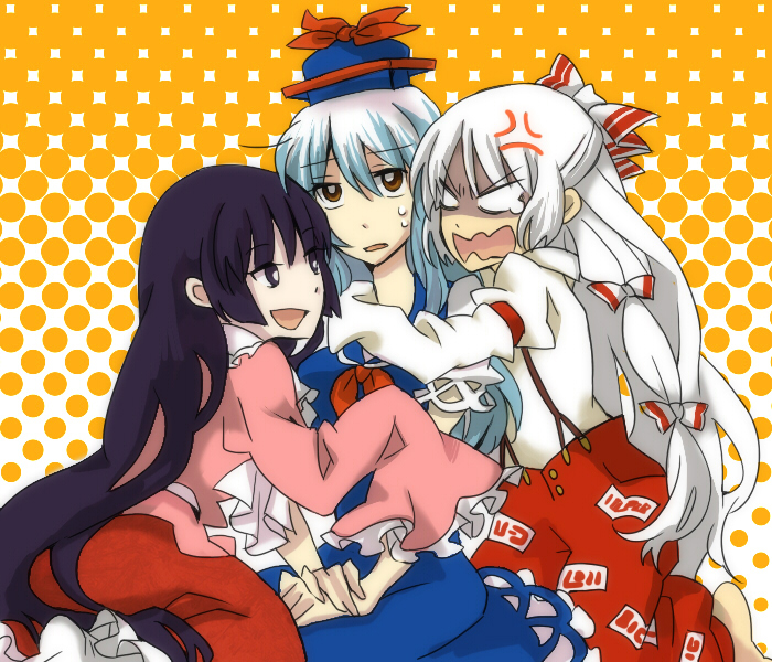 fujiwara no mokou, kamishirasawa keine, and houraisan kaguya (touhou) drawn by shinoasa
