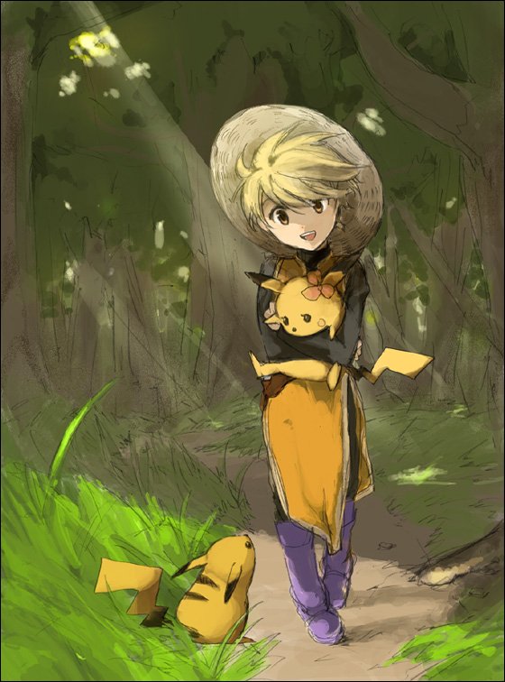 pikachu, yellow, and chuchu (pokemon and 1 more) drawn by zaki_mitsunori