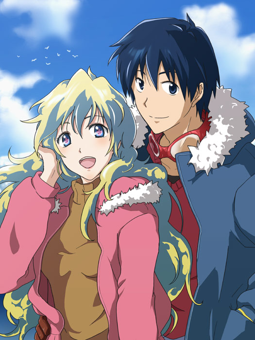 nia teppelin and simon (tengen toppa gurren lagann) drawn by kizaki_shin