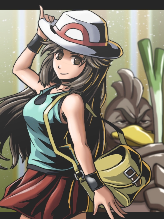 leaf and farfetch'd (pokemon and 1 more) drawn by kurii_chasuke