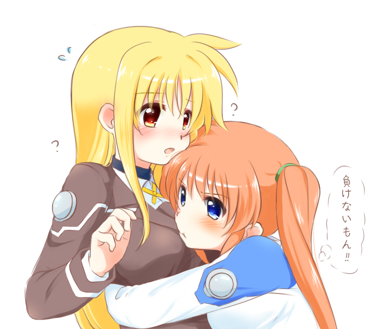 fate testarossa and takamachi nanoha (lyrical nanoha and 1 more) drawn by kerorokjy