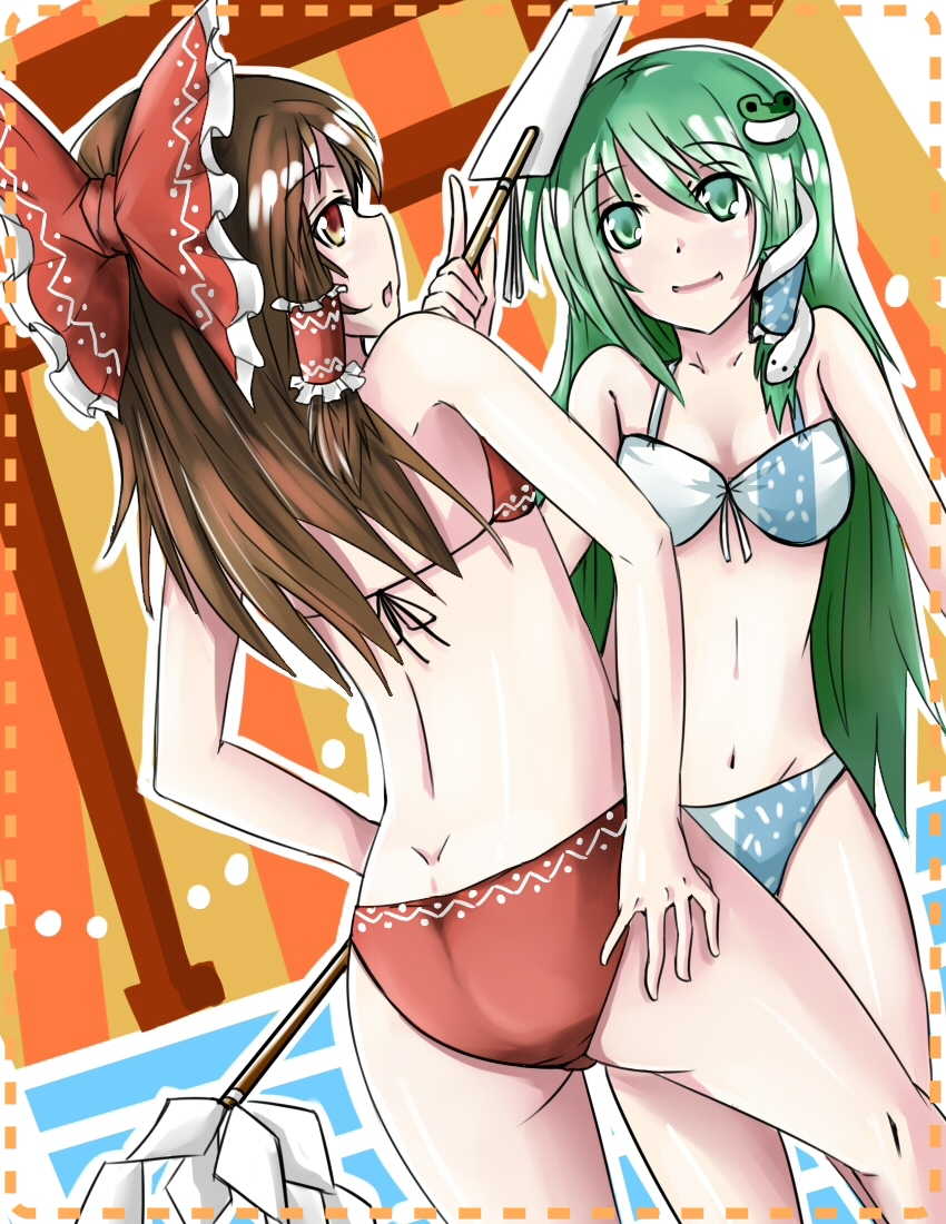 hakurei reimu and kochiya sanae (touhou) drawn by nobu_baka