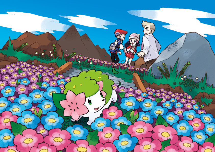 dawn, lucas, shaymin, and professor oak (pokemon and 2 more)