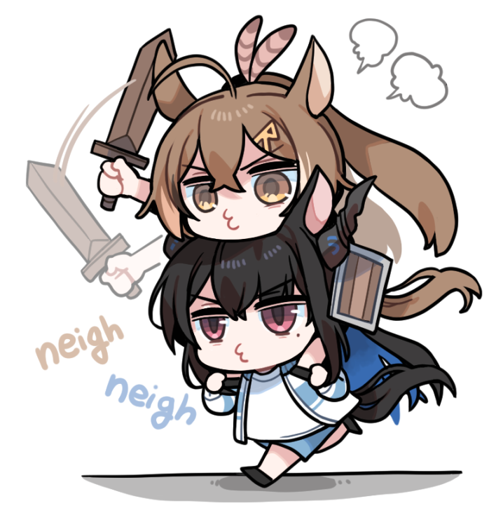 nanashi mumei and nerissa ravencroft (hololive and 2 more) drawn by clipe