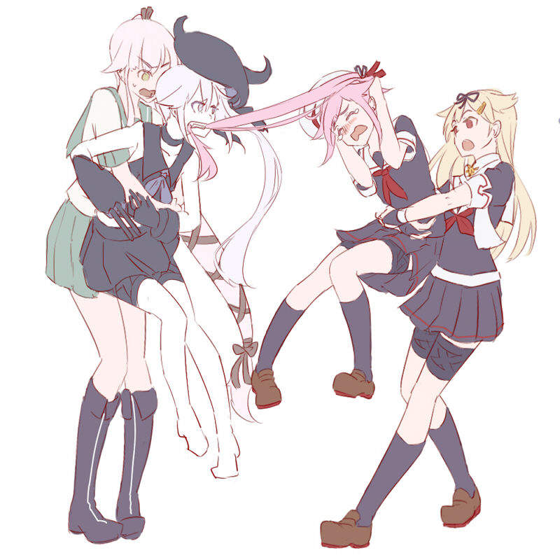 yuudachi, yuudachi kai ni, harusame, yura, and destroyer princess (kantai collection) drawn by mikeco