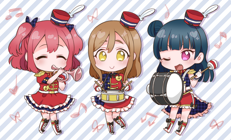 tsushima yoshiko, kunikida hanamaru, and kurosawa ruby (love live! and 1 more) drawn by izumi_kirifu