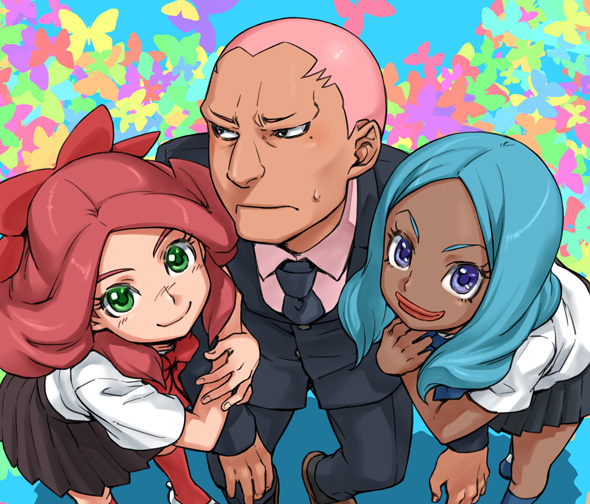 zaizen touko, someoka ryuugo, and urabe rika (inazuma eleven) drawn by jjjjjj