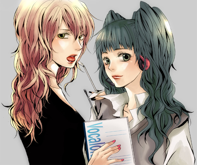 hatsune miku and megurine luka (vocaloid) drawn by infordia