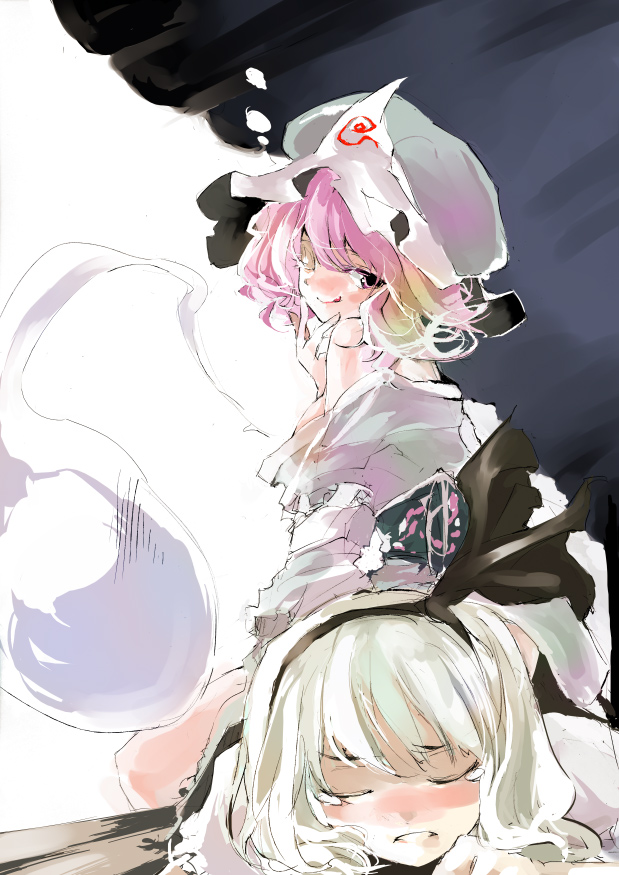 konpaku youmu and saigyouji yuyuko (touhou) drawn by shunsei_(muratou) and zipdeyaruo