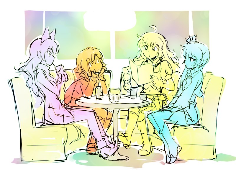 ruby rose, weiss schnee, yang xiao long, and blake belladonna (rwby and 1 more) drawn by iesupa
