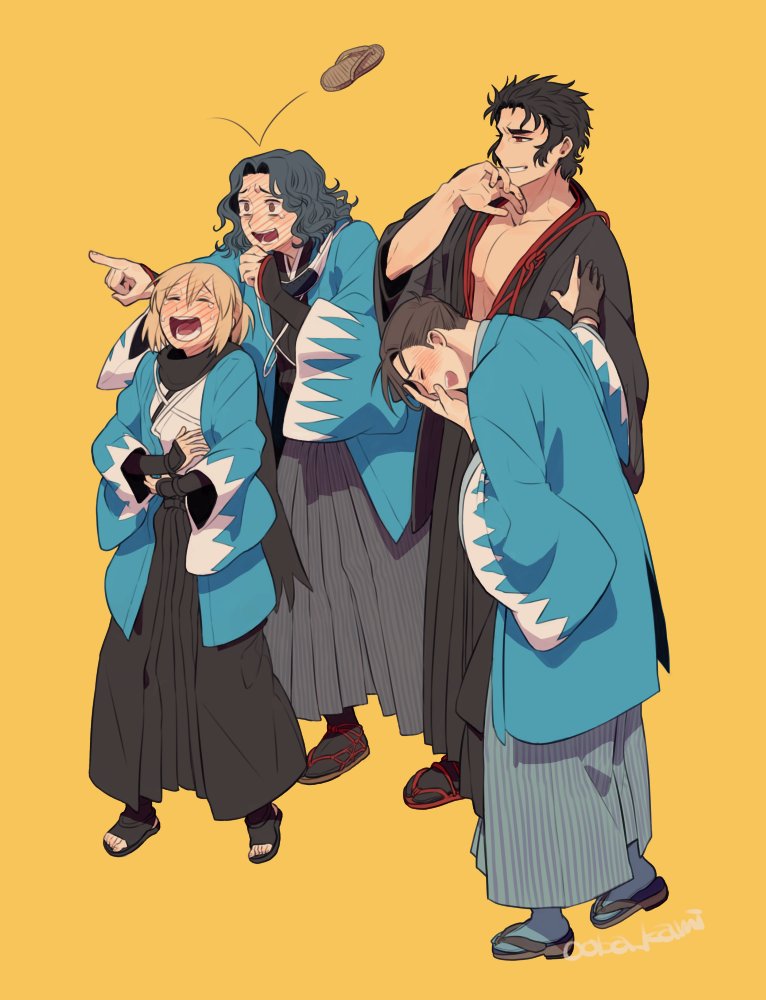 okita souji, saitou hajime, hijikata toshizou, and yamanami keisuke (fate and 1 more) drawn by ooba