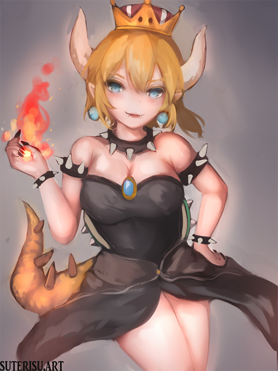bowsette (mario and 1 more) drawn by suterisu