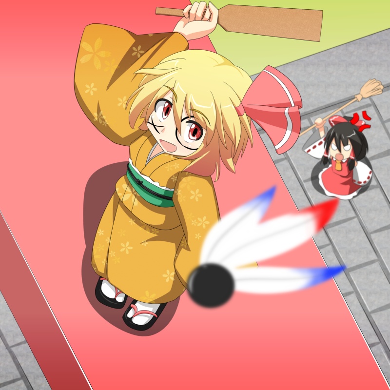 hakurei reimu and rumia (touhou) drawn by cato_(monocatienus)