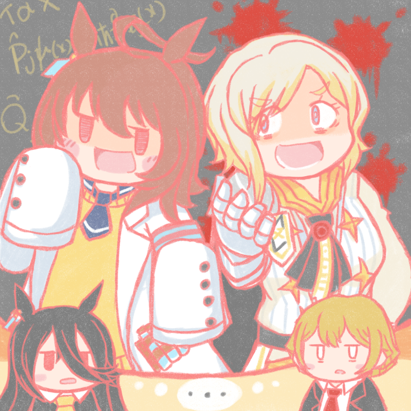 agnes tachyon, manhattan cafe, faust, and sinclair (umamusume and 2 more) drawn by kurotora03
