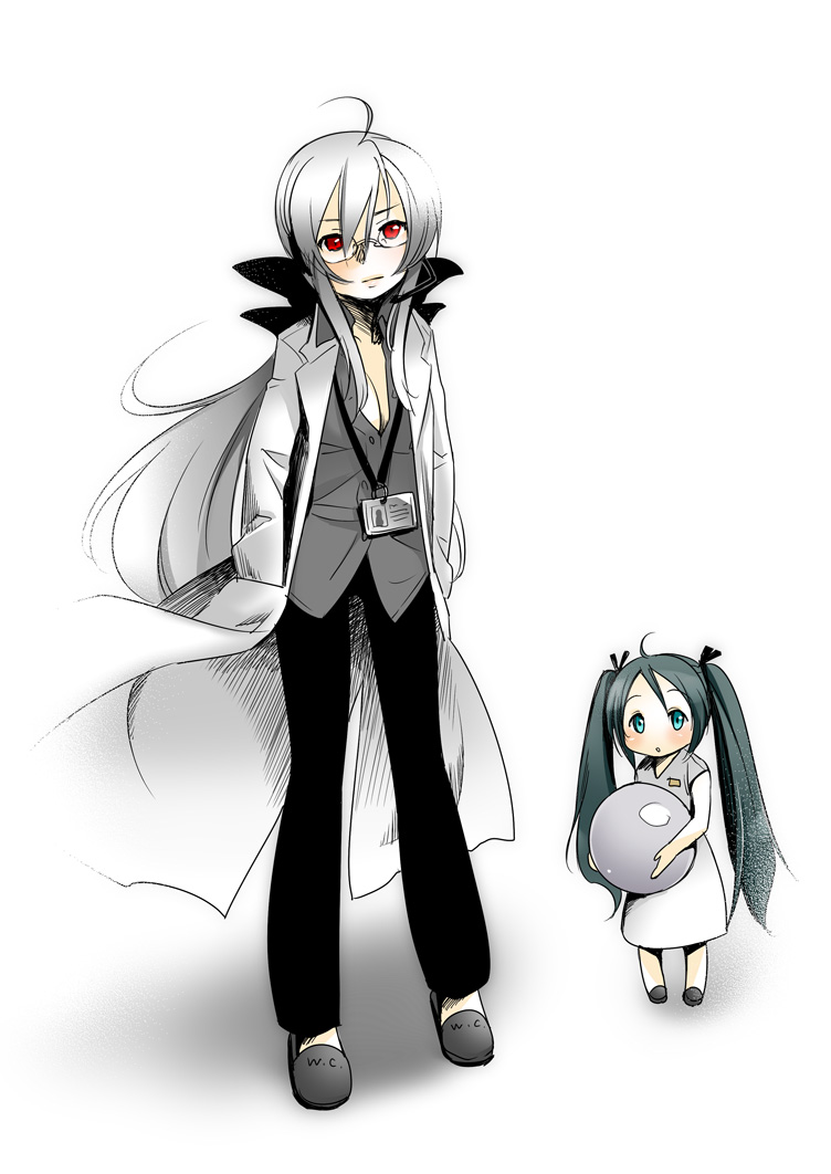 hatsune miku and yowane haku (vocaloid) drawn by caffein