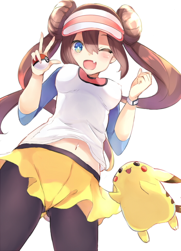 pikachu and rosa (pokemon and 1 more) drawn by mikan_no_shiru