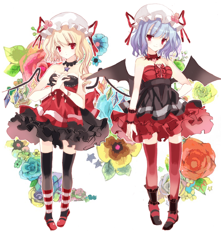 remilia scarlet and flandre scarlet (touhou) drawn by cierra_(ra-bit)