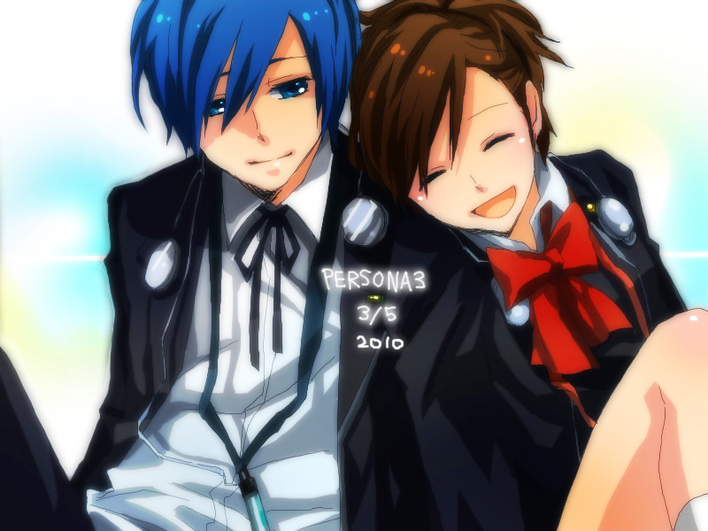 yuuki makoto and shiomi kotone (persona and 2 more) drawn by hika_(amane222)