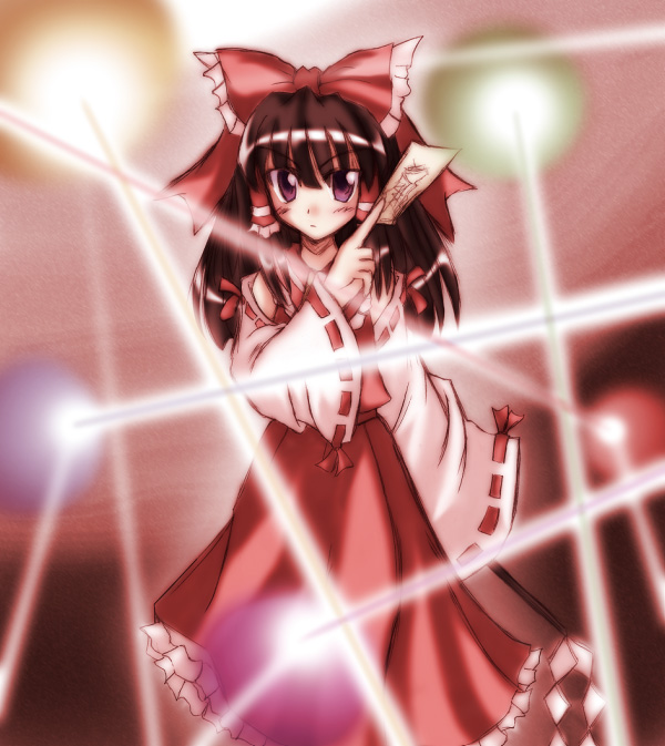 hakurei reimu (touhou) drawn by lowe_(slow) and tokiniwa
