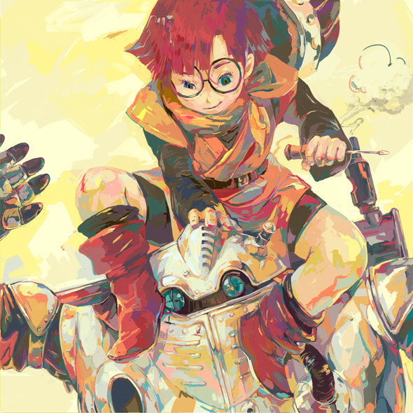 lucca ashtear and robo (chrono trigger) drawn by yuuichi_(osakana)