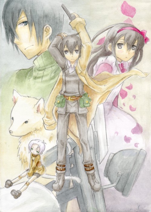 kino, hermes, shizu, tea, and riku (kino no tabi) drawn by asahikawa_hiyori