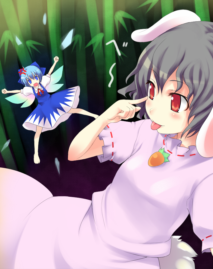 cirno and inaba tewi (touhou) drawn by doriruman