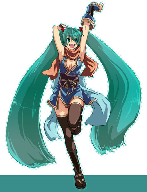hatsune miku and ninja (vocaloid and 1 more)