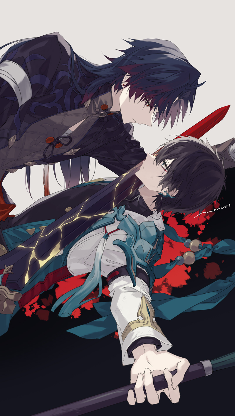 dan heng and blade (honkai and 1 more) drawn by mogi_(green_tea_planet)