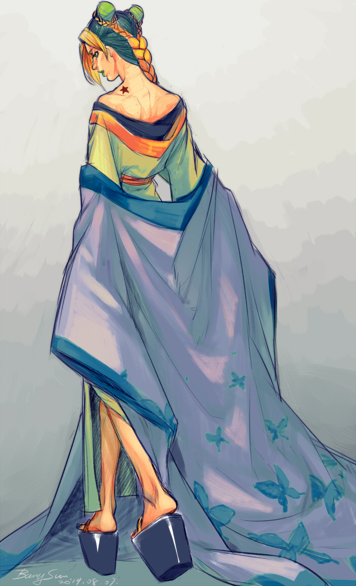 kujo jolyne (jojo no kimyou na bouken and 1 more) drawn by banysun