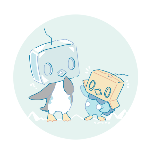 piplup and eiscue (pokemon) drawn by yurano_(upao)