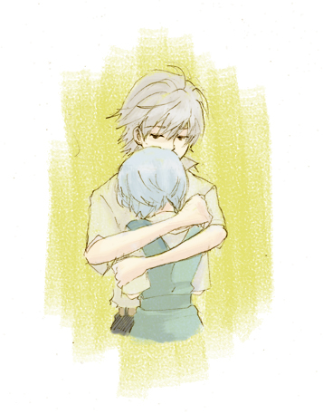 ayanami rei and nagisa kaworu (neon genesis evangelion) drawn by lrk