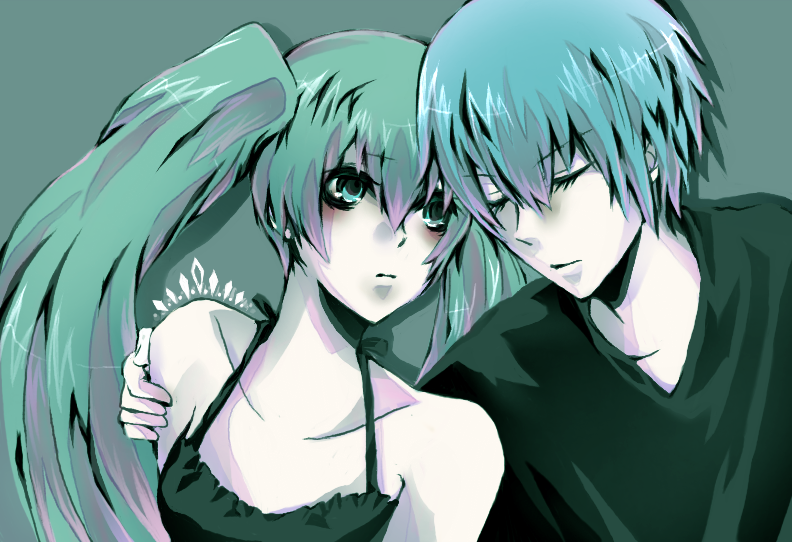 hatsune miku and kaito (vocaloid and 1 more) drawn by tsutaya