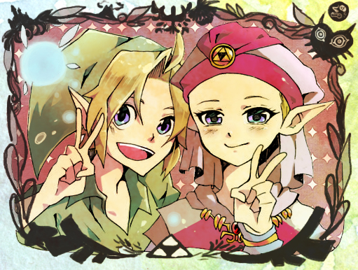 link, princess zelda, young link, and young zelda (the legend of zelda and 1 more) drawn by serieru_(summertosuika)
