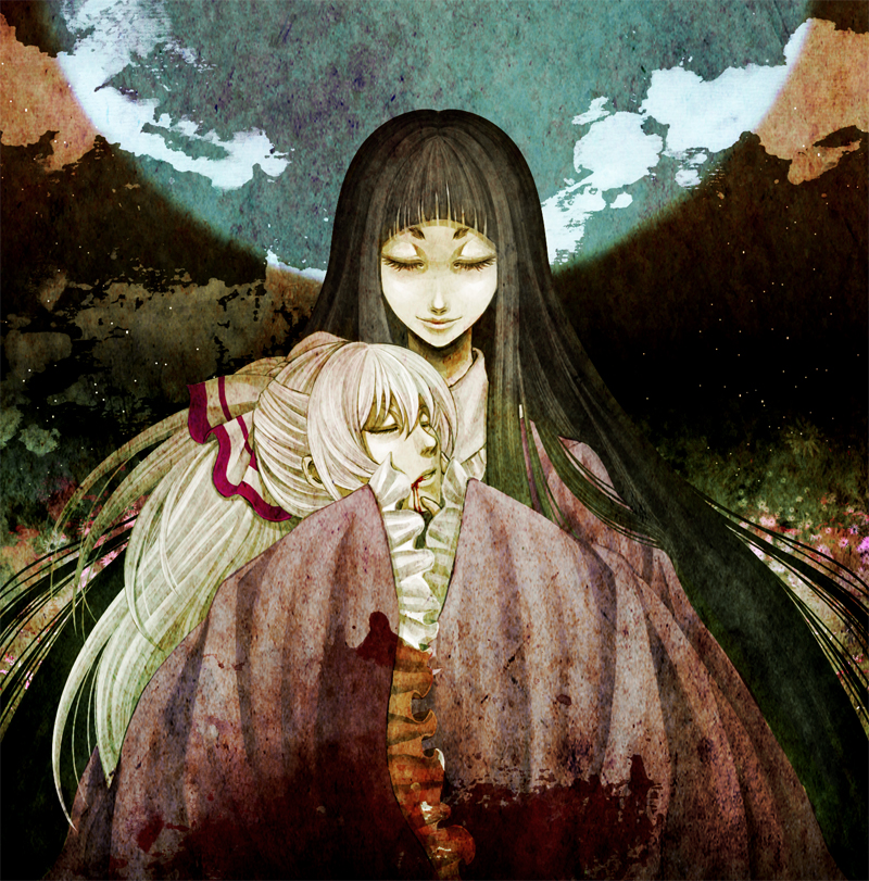 fujiwara no mokou and houraisan kaguya (touhou) drawn by blue_man