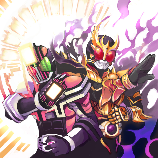 kamen rider kuuga, kamen rider decade, and kamen rider decade complete form (kamen rider and 3 more) drawn by shigehiro_(hiroi_heya)