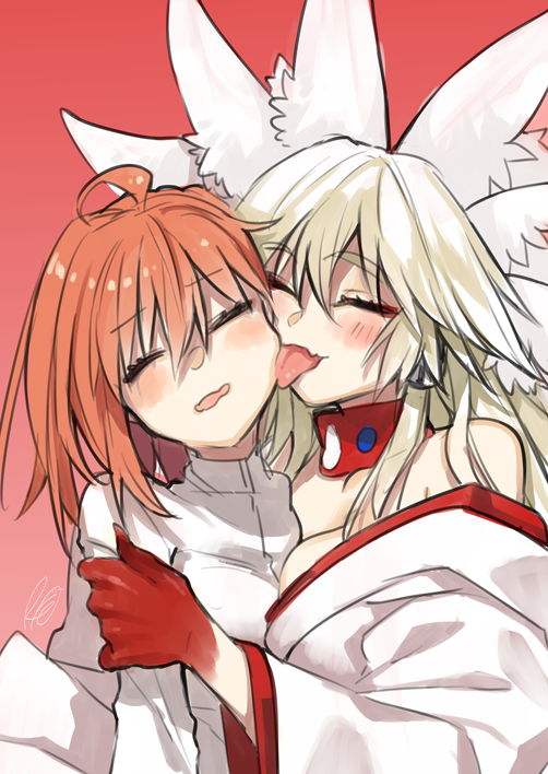 fujimaru ritsuka, tamamo, and koyanskaya (fate and 1 more) drawn by rkp