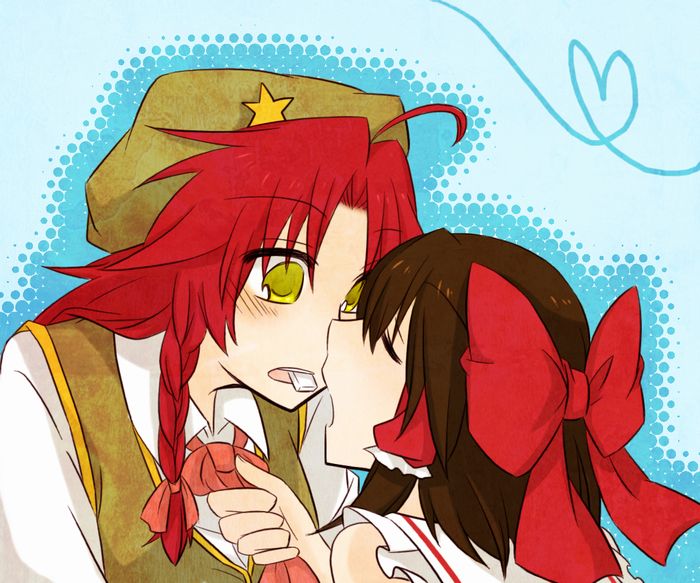 hakurei reimu and hong meiling (touhou) drawn by yuuta_(monochrome)