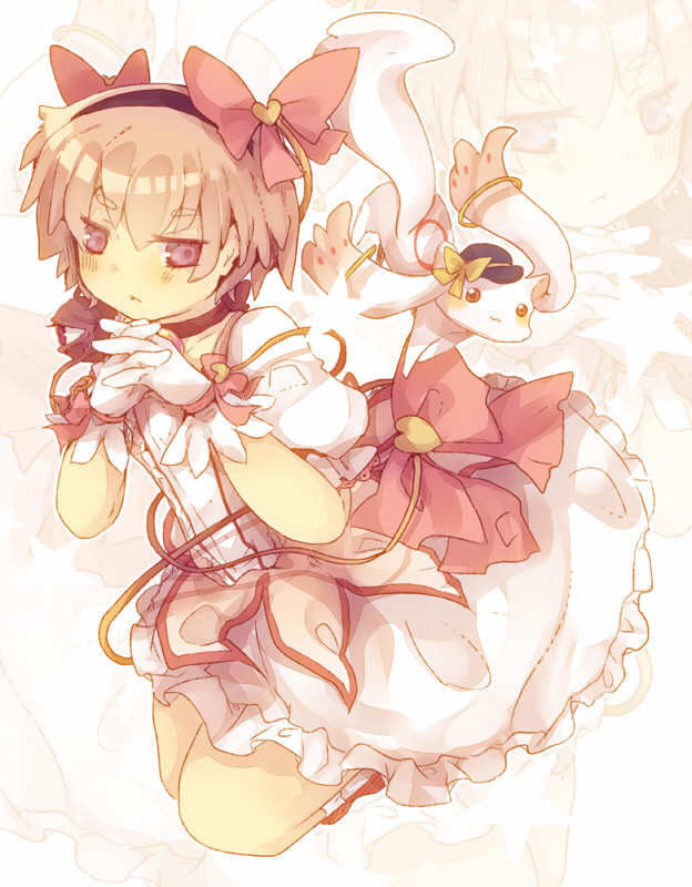 komeiji koishi, kaname madoka, komeiji satori, and kyubey (touhou and 1 more) drawn by masirosu