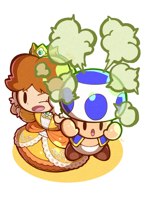 princess daisy and blue toad (mario and 1 more) drawn by 04sora40