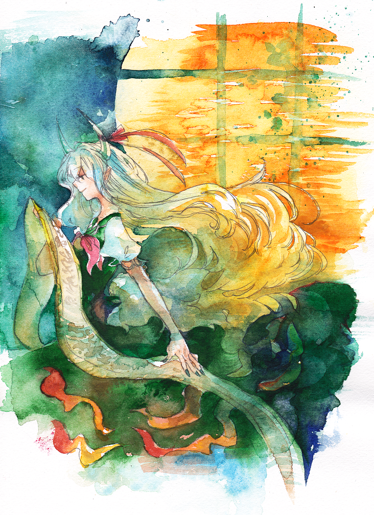 kamishirasawa keine and ex-keine (touhou) drawn by campanula-star