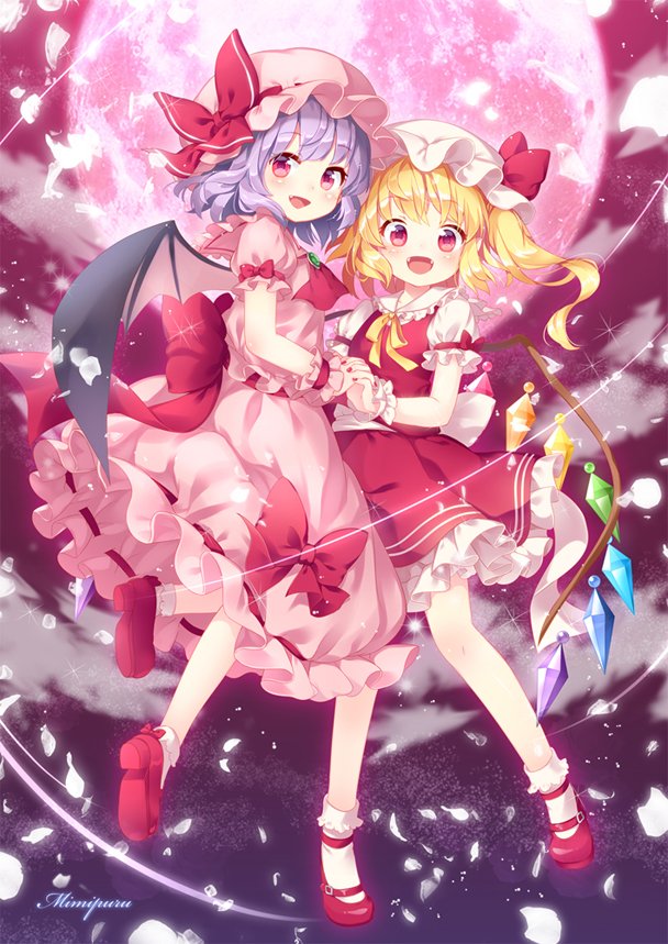 remilia scarlet and flandre scarlet (touhou) drawn by mimi_(mimi_puru)